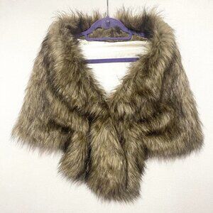 Vintage winter faux fur stole cape wrap